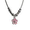 925 Sterling Silver Pink Enamel Flower Pendant Necklace