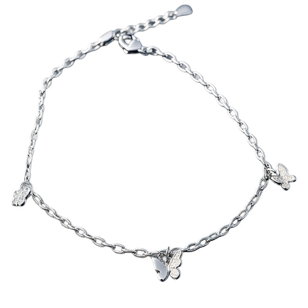 Silver Butterfly Charm Anklet