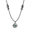925 Sterling Silver Green Stone Floral Pendant Necklace