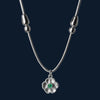 925 Sterling Silver Green Stone Floral Pendant Necklace - Tavshan