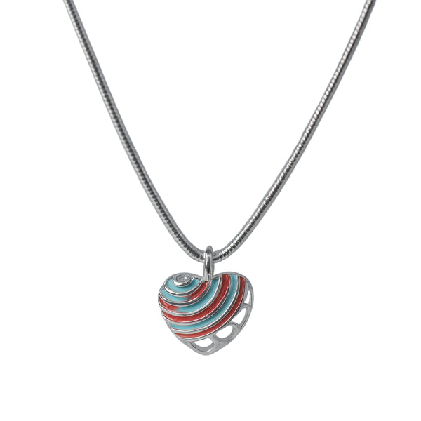 925 Sterling Silver Multicolor Heart Pendant Necklace