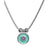 925 Sterling Silver Round Pendant Necklace with Aqua Enamel & Pink Accents