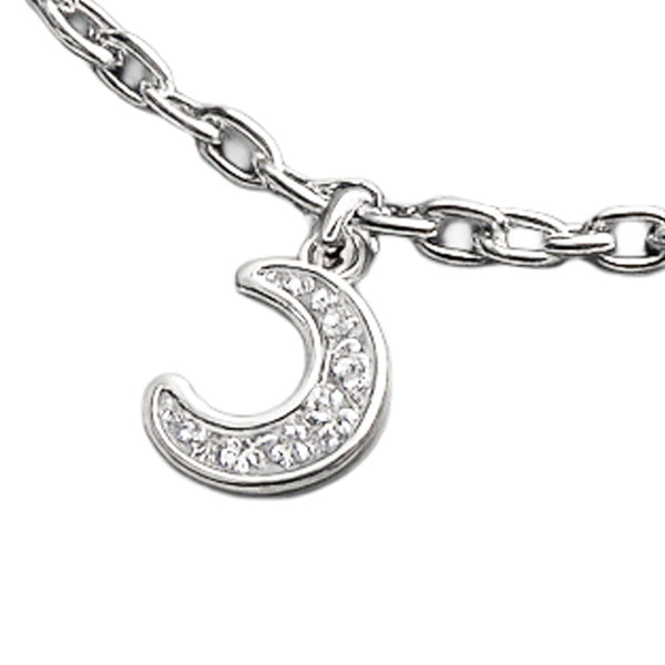 Silver Moon & Owl Charm Anklet