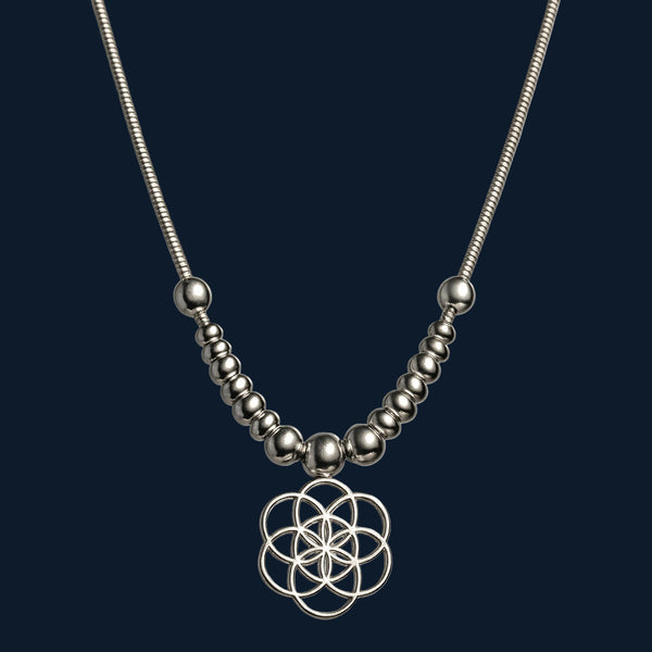 925 Sterling Silver Geometric Floral Pendant Necklace - Tavshan