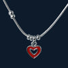 925 Sterling Silver Red Enamel Heart Charm Necklace - Tavshan