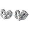 925 Sterling Silver Butterfly Heart Stud Earrings with CZ Accents