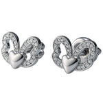 925 Sterling Silver Butterfly Heart Stud Earrings with CZ Accents