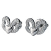 925 Sterling Silver Butterfly Heart Stud Earrings with CZ Accents