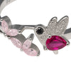 925 Sterling Silver Hummingbird & Floral Ring with Colorful Stones