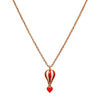 Hot Air Balloon Pendant Necklace in 925 Sterling Silver with Red Enamel & Rose Gold Finish