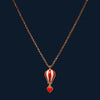 Hot Air Balloon Pendant Necklace in 925 Sterling Silver with Red Enamel & Rose Gold Finish - Tavshan