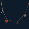 LOVE Charm Necklace in 925 Sterling Silver with Rose Gold Finish & Red Heart - Tavshan