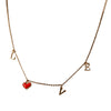 LOVE Charm Necklace in 925 Sterling Silver with Rose Gold Finish & Red Heart