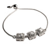 925 Sterling Silver Triple Square Halo CZ Bracelet