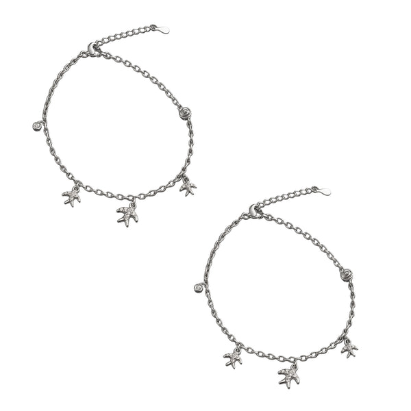 Silver Palm Tree Charm Anklet