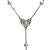 Vintage Heart Pearl Drop Y Necklace in 925 Sterling Silver