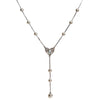 Vintage Heart Pearl Drop Y Necklace in 925 Sterling Silver