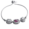 925 Sterling Silver Ruby Red & CZ Halo Bracelet