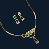 925 Silver Emerald CZ Leaf Motif Necklace Set for Women | Gold-Plated Party & Bridal Jewellery - Tavshan