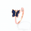925 Silver Midnight Blue Butterfly Ring in Rose Gold Finish