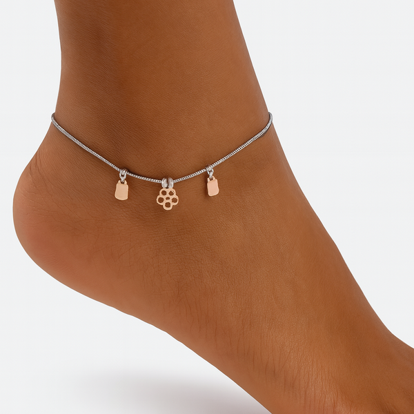 Rose Gold Charm 925 Silver Anklet