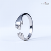 Embrace Hands Hug Design - 925 Sterling Silver Adjustable Ring