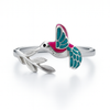 925 Sterling Silver Enamel Hummingbird Ring