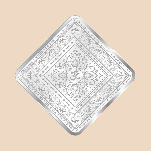 999 Fine Silver Lakshmi Ganesh Coin – Square Shaped Auspicious Coin