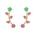 Dual Tone Pink & Green Floral Vine Ear Cuff / Bluetooth Earring – Gold Plated 925 Sterling Silver