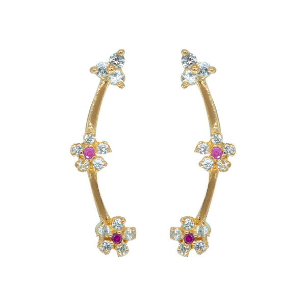 CZ Floral Bloom Ear Cuff / Bluetooth Earring – Gold Plated 925 Sterling Silver