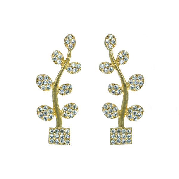 CZ Leafy Vine Ear Cuff / Bluetooth Earring – Gold Plated 925 Sterling Silver