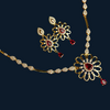 925 Silver Ruby CZ Floral Necklace Set for Women | Gold-Plated Bridal Jewellery with Screw-Back Earrings - Tavshan