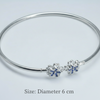 925 Sterling Silver Floral Blue Stone Kada Bracelet for Women – Open Bangle with Dual Flower Motif & Sapphire-Tone CZ