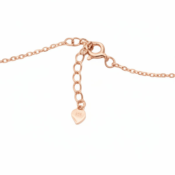 Marquise Floral Drop Necklace | Pure 925 Silver Rose Gold Finish BIS Hallmarked | Tavshan