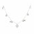 Silver necklace with heart and bow-shaped charms on a dark background