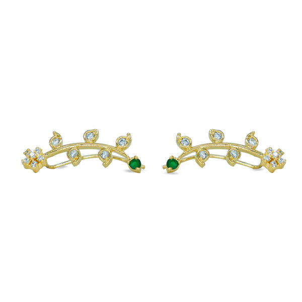 Green Leaf Vine Ear Cuff / Bluetooth Earring – Gold Plated 925 Sterling Silver