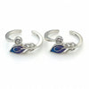 925 Sterling Silver Blue Enamel Leaf Adjustable Toe Ring | CZ Accent Silver Bichiya for Women