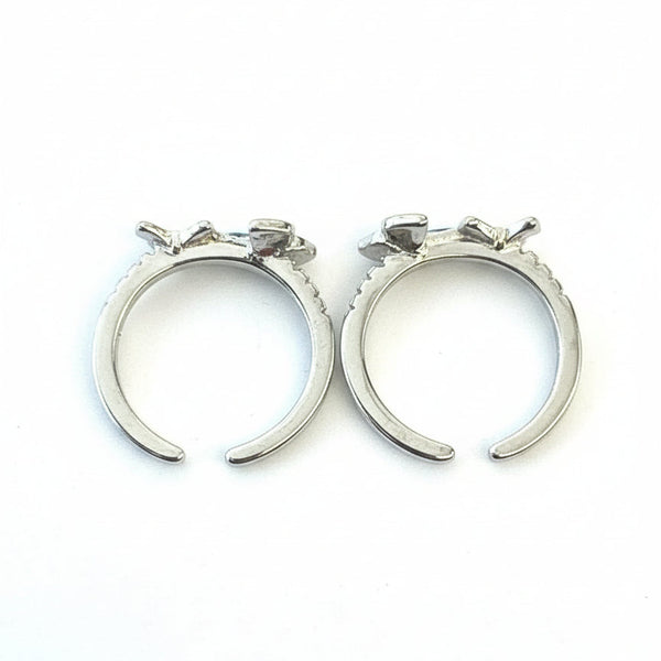 925 Sterling Silver Dual Butterfly Adjustable Toe Ring | Blue & Pink Enamel Silver Bichiya for Women