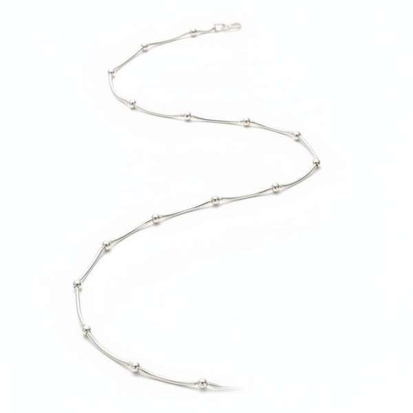 925 Sterling Silver Minimal Bead Chain Necklace for Women | Elegant Everyday Silver Jewelry - Tavshan