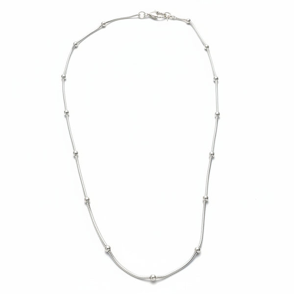 925 Sterling Silver Minimal Beaded Chain Necklace for Women | Elegant Everyday Silver Jewelry - Tavshan