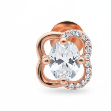 925 Sterling Silver Rose Gold Clover Stud Earrings with Cubic Zirconia | South Screw Back | Elegant Everyday Jewelry - Tavshan