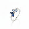 925 Sterling Silver Blue Butterfly Ring with Marquise Cut Sapphire CZ & Diamond Accents - Tavshan