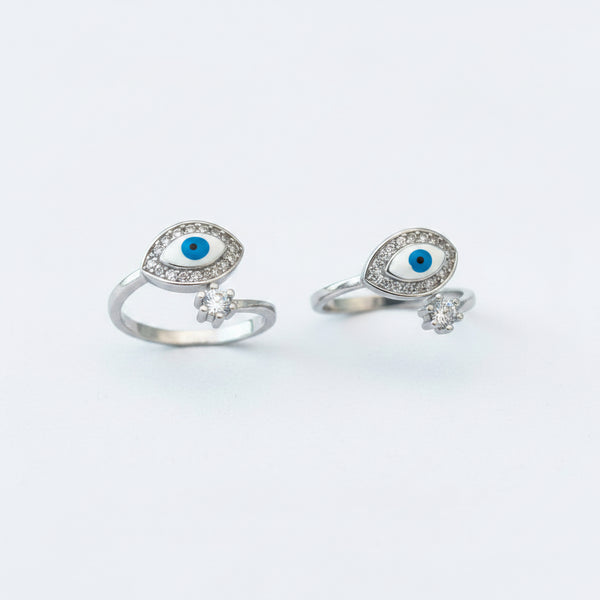 925 Sterling Silver Evil Eye Toe Ring | BIS Hallmarked CZ adjustable Bichiya Pair
