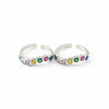 925 Sterling Silver Rainbow Multicolour CZ Toe Ring | BIS HallmarkedAdjustable Bichiya