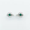 925 Sterling Silver Oxidised Floral Toe Ring with Green Stone | BIS Hallmarkedadjustable Bichiya Pair