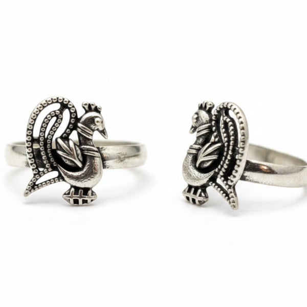 925 Sterling Silver Oxidised Toe Ring | Antique Bichiya for Women