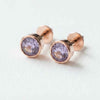 CZ Solitaire Earrings | Pure 925 Silver Rose Gold Finish BIS Hallmarked | Tavshan