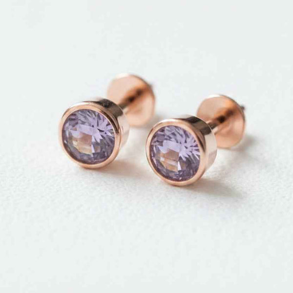 CZ Solitaire Earrings | Pure 925 Silver Rose Gold Finish BIS Hallmarked | Tavshan