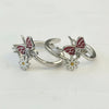 925 Sterling Silver Butterfly & Daisy Adjustable Toe Ring | Enamel Floral Silver Bichiya for Women