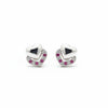 925 Sterling Silver Double Heart Stud Earrings with Pink & White Cubic Zirconia | South Screw Back | Romantic Everyday Jewelry - Tavshan